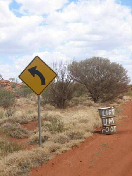 The Unusual road signs on the Mereenie Loop Road