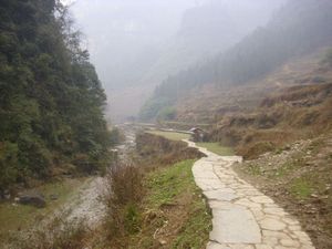 path out of the village to the nine dragon waterfall