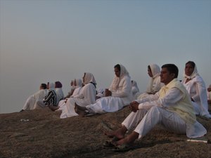 Brahma Kumaris devotees at sunset point, Mt. Abu