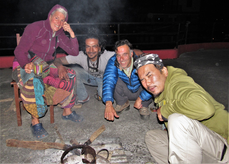 Small gathering on the roof terrace at Sam's, Pokhara