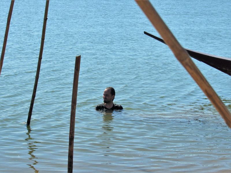 Martin takes a dip in the Mekong