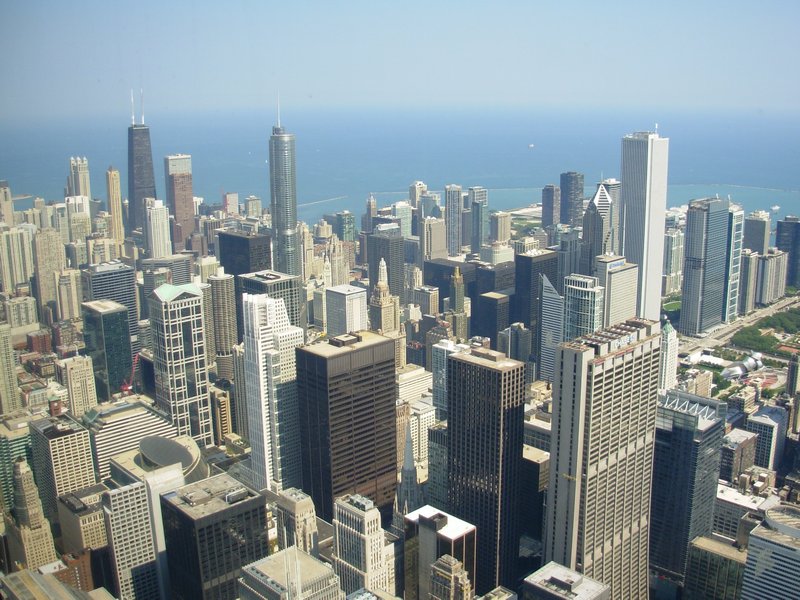 Chicago from the top of Sears, now Wills, Tower