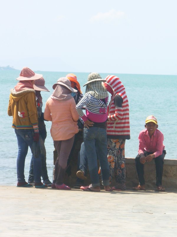 Kep harbour; crab ladies take a break