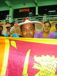 Sri Lankan fan sporting England hat, Palakelle stadium Kandy