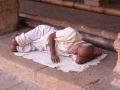 Devotee sleeps in a Trichy temple