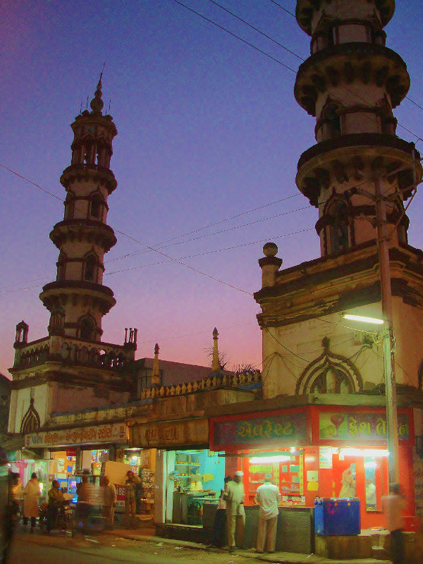 Mosque at dusk, Junagadh
