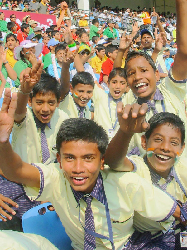 School kids at 4th Test, Nagpur