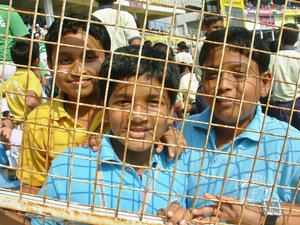 School children at the cricket