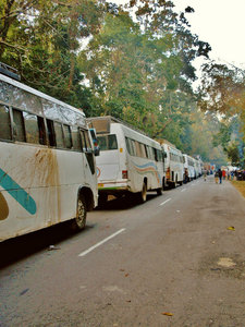 Convoy of buses sitting out a strike, enroute to Dimapur