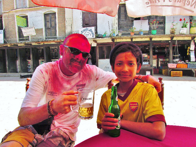Me and Namaras (drinking Mountain Dew) at Holi