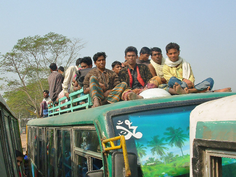 On a bus, on a ferry, Bangladesh