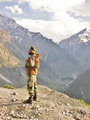 Soldier on the Srinagar to Leh road