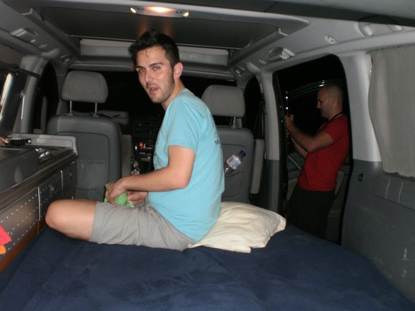 Manu in the van