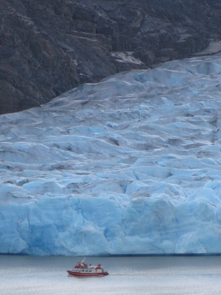 Tour boat approaching glacier
