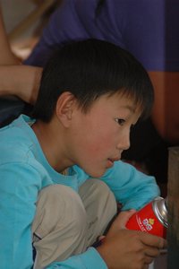 Child with butane canister