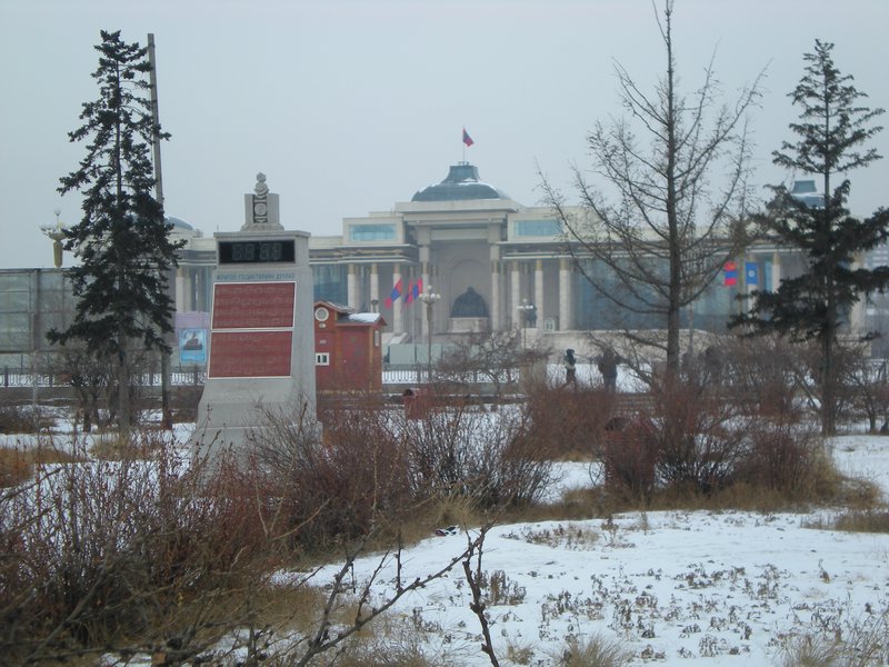 Sukhbaatar Square under snow