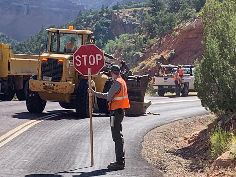 Stuck in road work at Zion