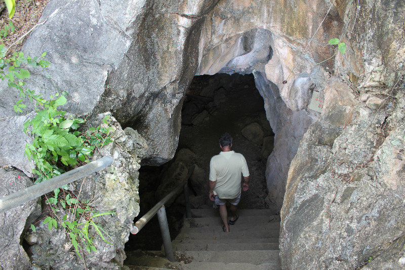 Descending down into the cave
