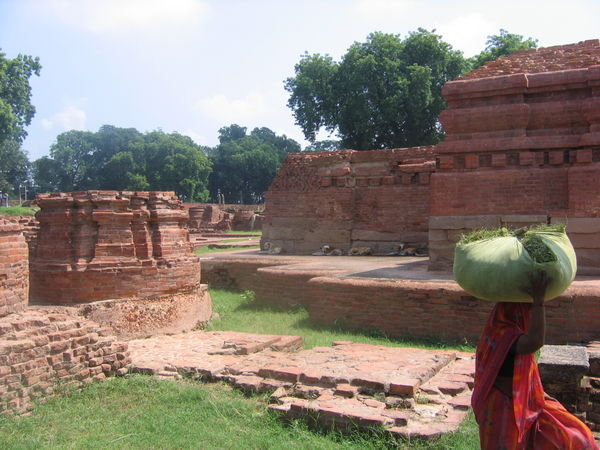 Working woman and ruins