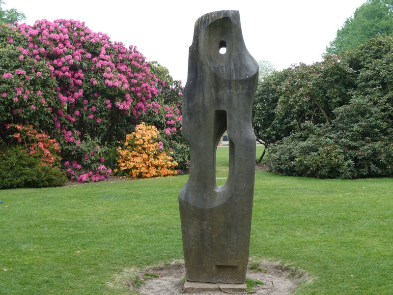rhododendrons and Barbara Hepworth's sculpture