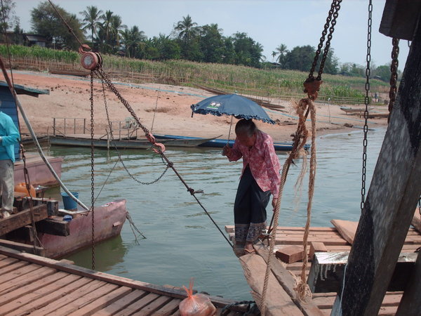 Mekong - getting off the ferry