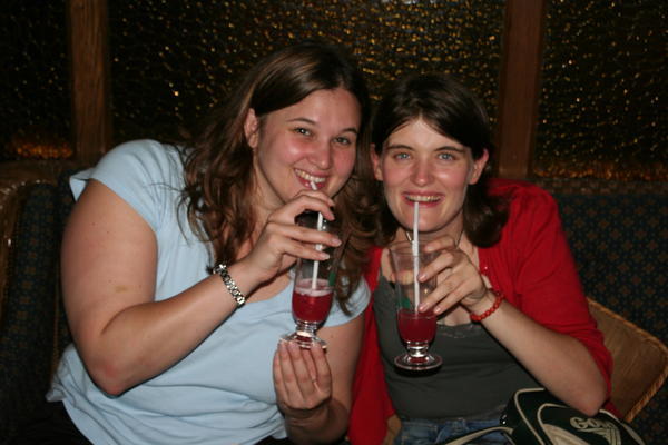 Cherry And Danielle Enjoying The Famous Singapore Sling, Inside The Long Bar, Raffles Hotel