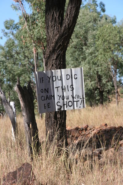 Warning Sign At Gem Field, Rubyvale, Queensland