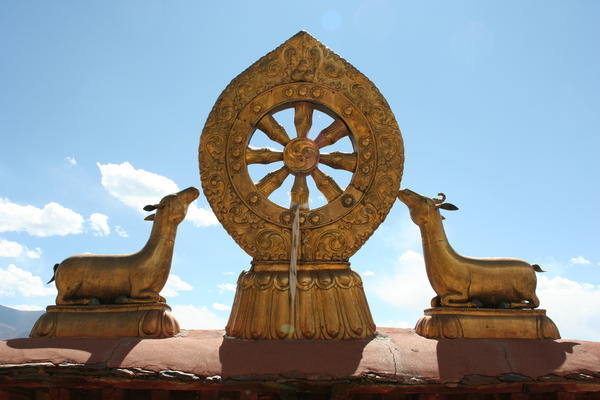 Tibetan Buddhist Wheel And Deer