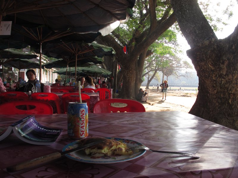 Breakfast inside Angkor Wat