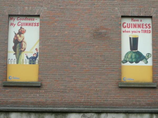 classic guiness sign's outside the brewery