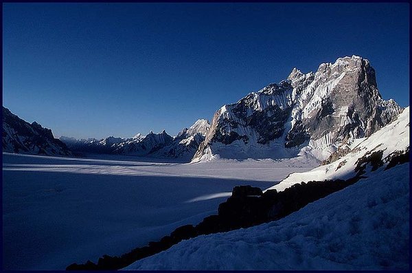 Mountains on the Snow Lake Biafo Glacier