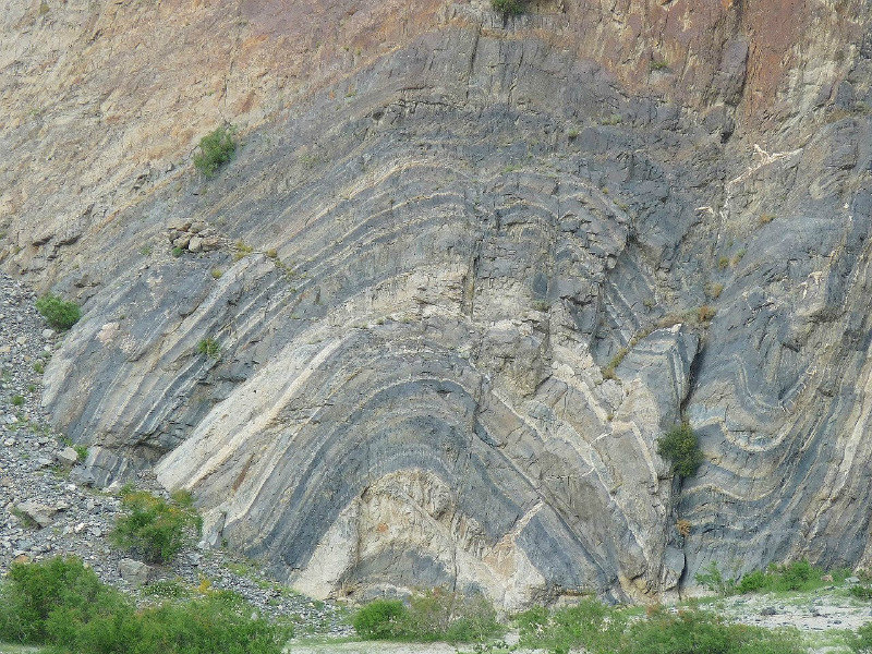 Geological features a long the Karakorum Highway  near MKT