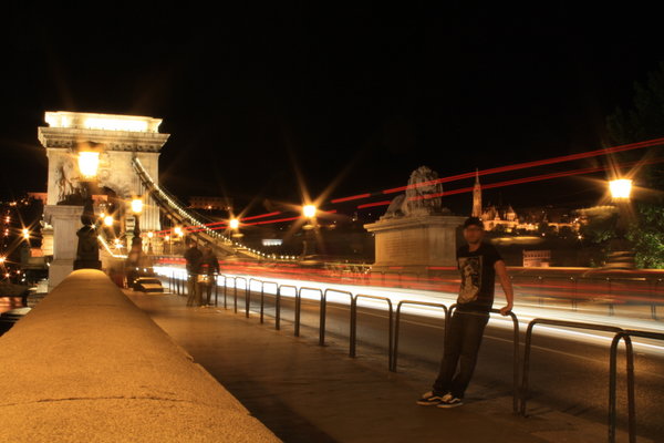 J on the chain bridge, Budapest