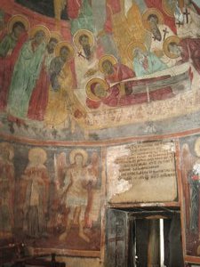 Old frescos inside Sveti Naum Monastry