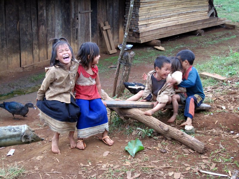 Hmong children in the Bomb village