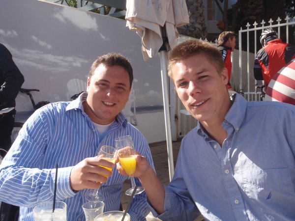 Orrin and Ryan toasting to getting jobs!