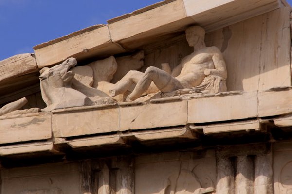 Parthenon at the top of the sculpture