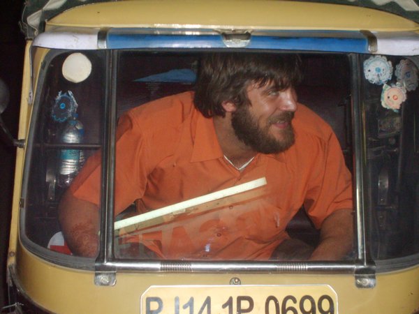 Brian in Rafik's Rickshaw