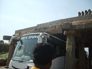 Witnessing a bus ruiin an Indian national monument