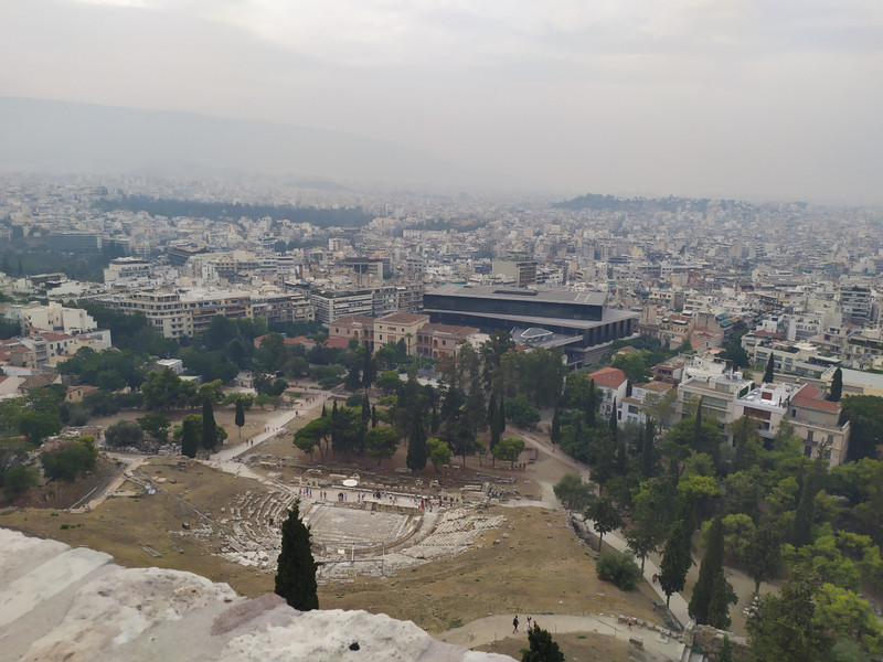 View of Athens with fire smoke