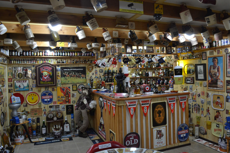 Inside the 'bar' at Bobs shed 