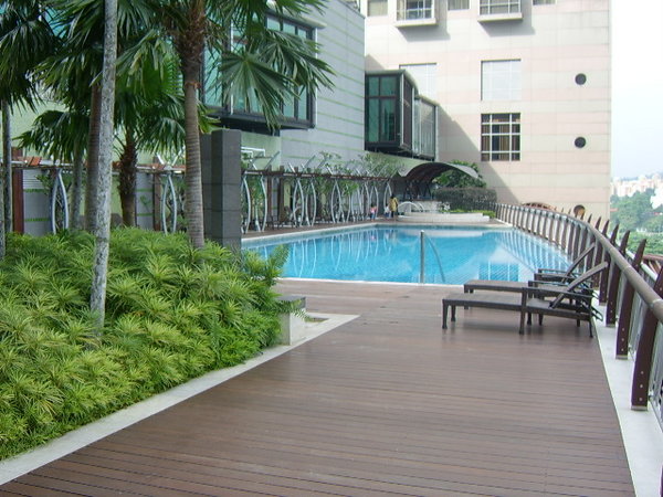 Ground level view of pool