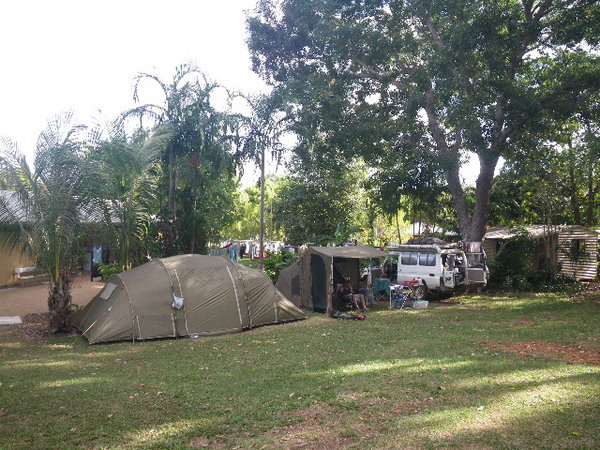 Our tent on our camp site in Darwin