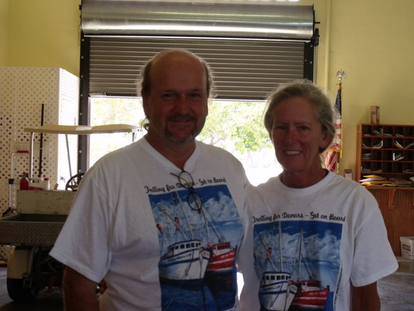 Carol and I in our blood giving shirts