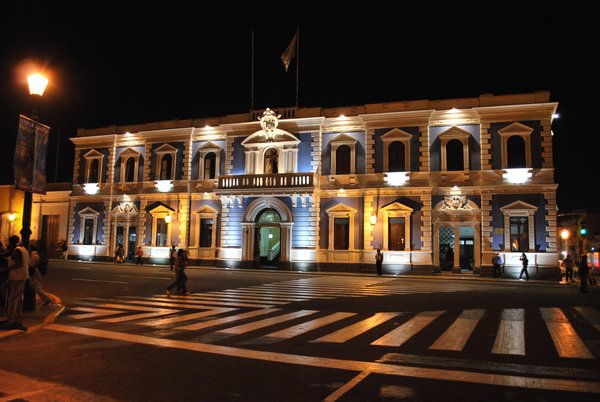 Trujillo - main government buildling at night