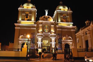 Trujillo - the main cathedral at night