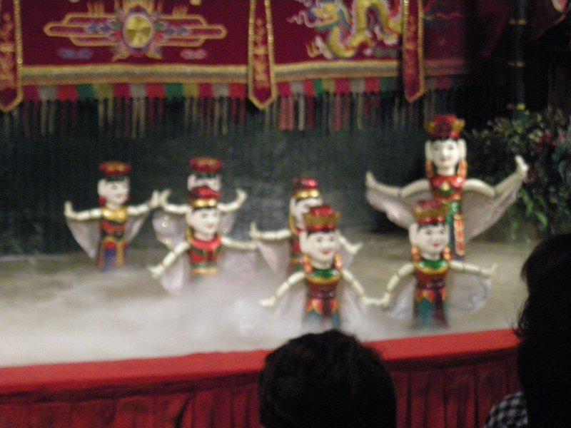 A water puppet show