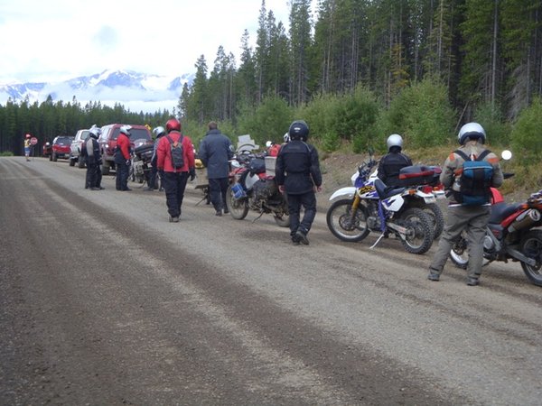 waiting for the pilot car on the Cassiar highway