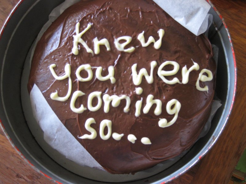 ...I baked a cake!  Kiwi humor at work. :)