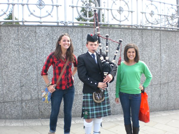 Haley and I with our new bagpiping friend!